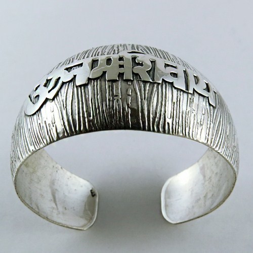 Devotional Engraved , Embossed 925 Sterling Silver Cuff Bangle