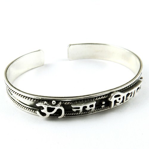 Devotional Oxidized 925 Sterling Silver Bangle - Free Size, 925 Stamp, Wholesale Available