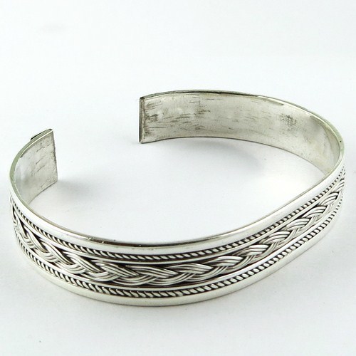 Hope For Tomorrow 925 Sterling Silver Bracelet - Adjustable Size, Plain Finish, Kada Style, Wholesale Friendly