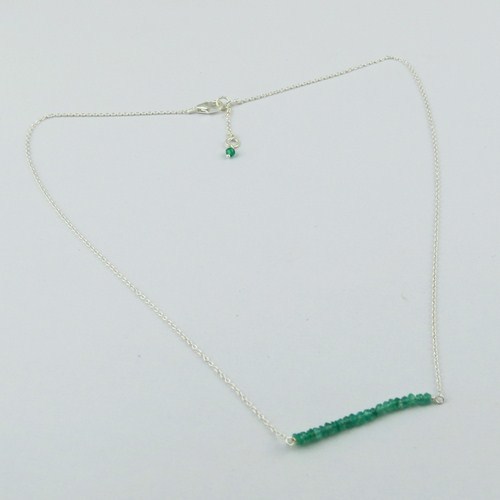 Jumbo !! Green Onyx 925 Sterling Silver Necklace - 38 cm, Lobster Clasp, Elegant Design