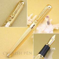 Exquisite Carved Golden Dragon Pen
