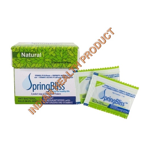 Hand Sanitizer Natural Pouch - Non-woven Fabric, 4x6 Cm, Green | Antibacterial, Moisturizing, Portable, Single-use, 1ml