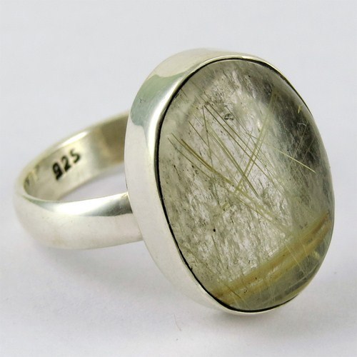 Tidal Wave Golden Rutile 925 Sterling Silver Ring