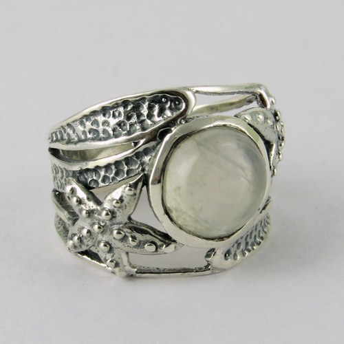 Handmade Silver Jewelry Rainbow Moonstone 925 Sterling Silver Ring