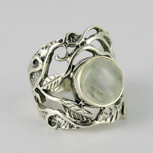 Silver Jewelry Wholesale Rainbow Moonstone 925 Sterling Silver Ring