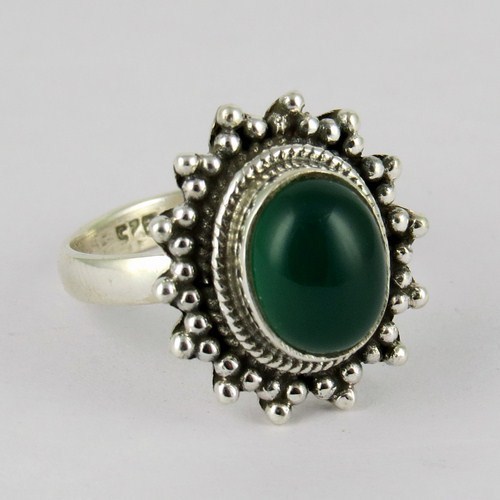 Gemstone Silver Jewelry Green Onyx 925 Sterling Silver Ring