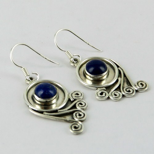 Antique Silver Jewelry Lapis 925 Sterling Silver Earring