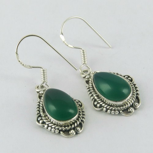 Pure In Heart Green Onyx 925 Sterling Silver Earring