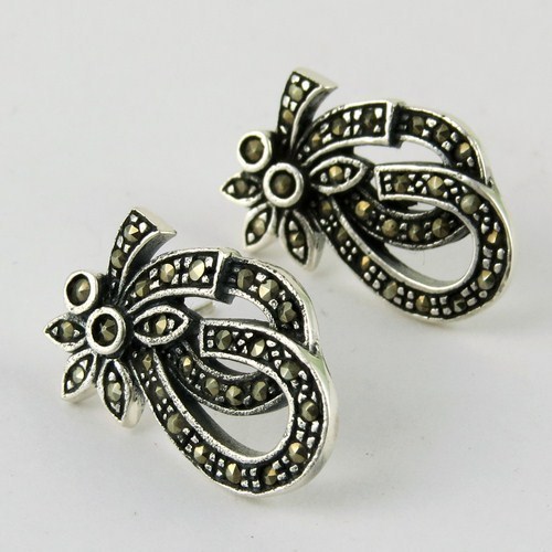 Vintage Silver Jewelry Marcasite 925 Sterling Silver Earring