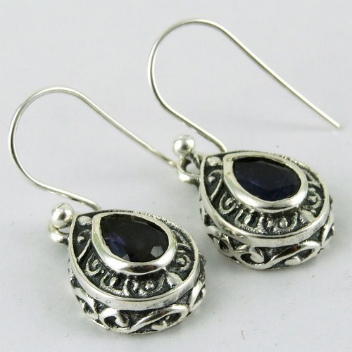 Designer Blue Iolite 925 Sterling Silver Earring