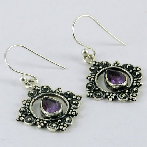 Stunning Fire Look Amethyst 925 Sterling Silver Earring