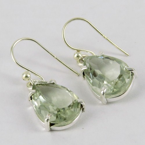 Green Amethyst 925 Sterling Silver Earring