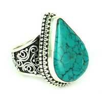 Protection Amulets Turquoise Oxidized 925 Sterling Silver Ring