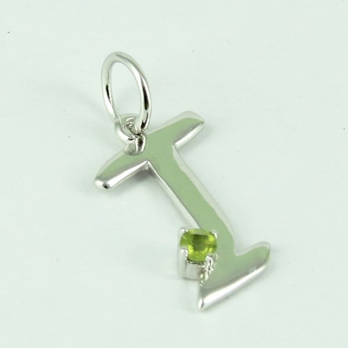 Splendid Unique Letter I Shape !! Peridot 925 Sterling Silver Pendant
