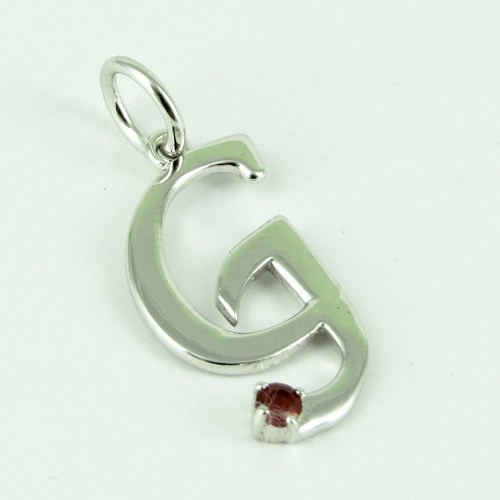 Lilac Kiss Faceted Letter G Shape !! Garnet 925 Sterling Silver Pendant