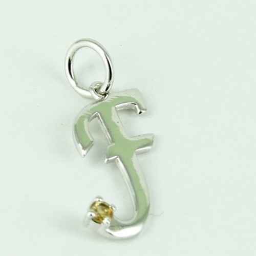 Tropical Yellow !! Citrine F Shape 925 Sterling Silver Pendant