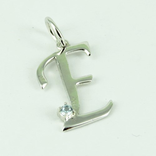 Most Amazing Letter E Shape !! Blue Topaz 925 Sterling Silver Pendant