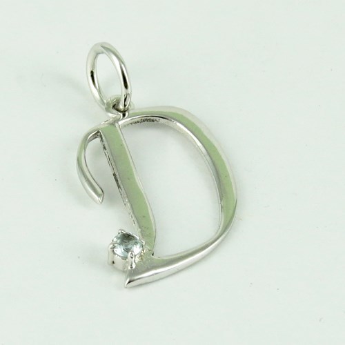 New Fashion Design Letter D Shape !! Blue Topaz 925 Sterling Silver Pendant
