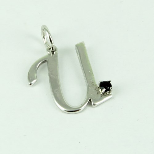 Mothers Love !! Black Onyx U Shape 925 Sterling Silver Pendant