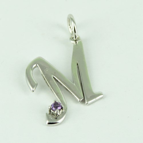 Natural Beauty M Shape !! Amethyst 925 Sterling Silver Pendant