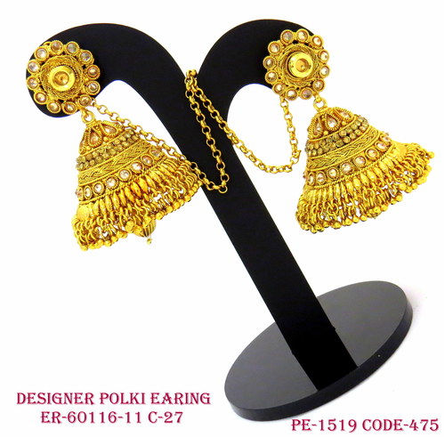 Polki Jhumka with Chain