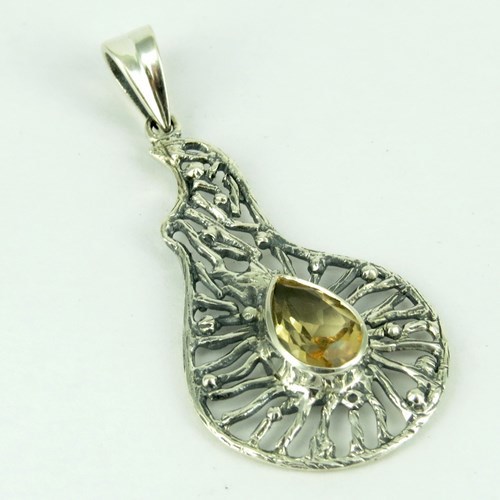 Sunset Glow !! Citrine 925 Sterling Silver Pendant