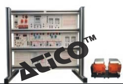 Synchronization of 2 Three Phase Alternator - Sturdy Base Frame, 300W 1500RPM, Gear Coupling, DC Integrated Dynamometer, Easy Wiring