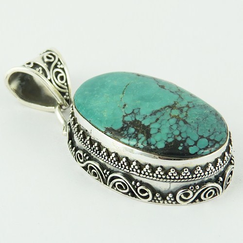 Enchanted Treasure !! Turquoise 925 Sterling Silver Pendant