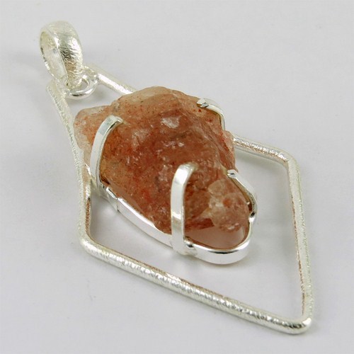 Stylish Fancy !! Red Sun Sitara 925 Sterling Silver Pendant