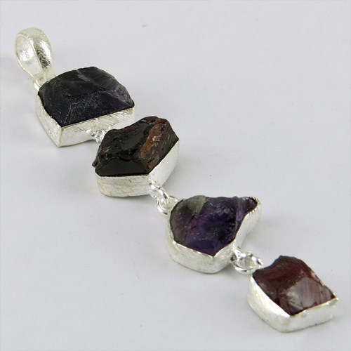 Amethyst, Garnet 925 Sterling Silver Pendant