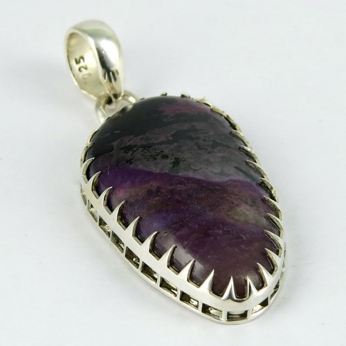 Frost Breeze !! Purple Charoite Claw Setting 925 Sterling Silver Pendant