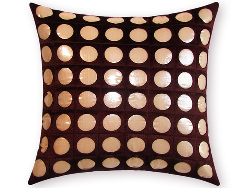 Traditional Cushion Cover - Velvet 16x16 Inches Brown, Zipper Closure | Dust Protection, Seamless Stitching, Tear Resistance