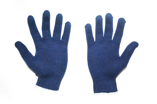 Navy Blue Cotton Knitted Gloves