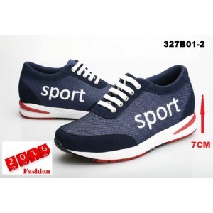 Sporty Look Leather Blue Elevator Shoes