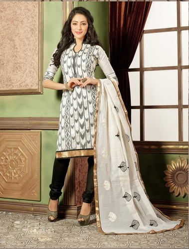 Cotton White Embroidered Salwar Suit