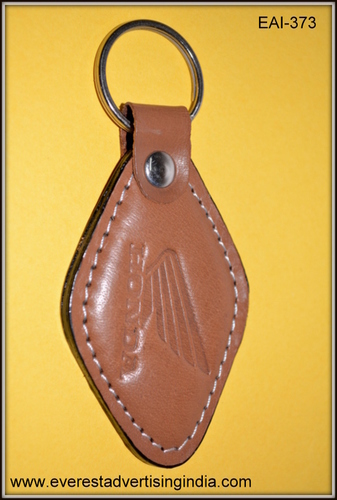 ECONOMICAL LEATHER KEY CHAINS - Genuine Leather, 5x3 cm, Brown | Durable Leather, Double Stitch, Strong Metal Ring, Customizable Logo