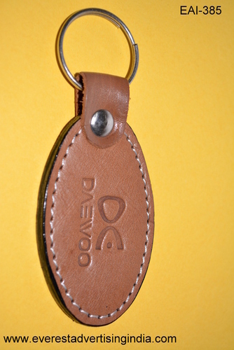 ECONOMICAL LEATHER KEY CHAINS - Leather, 7x3cm, Brown | Customizable Logo, Durable Material, Elegant Design, Strong Metal Keyring, Double Stitching