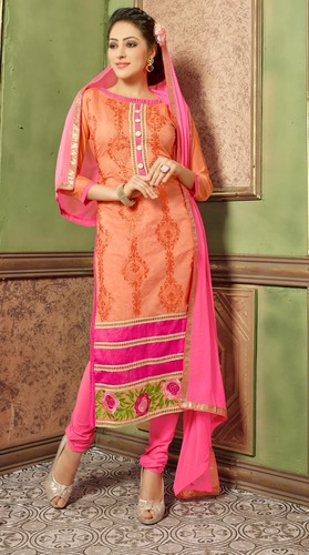 Orange And Pink Designer Salwar Kameez