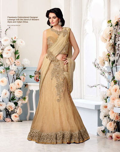 Embroidered Work Net Lehenga Saree