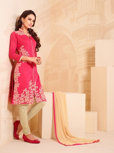Pink And Cream Churidar Salwar Suit