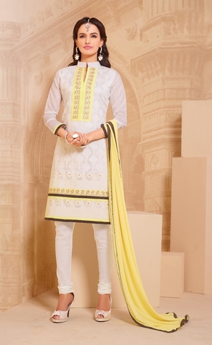 White And Yellow Fancy Salwar Kameez