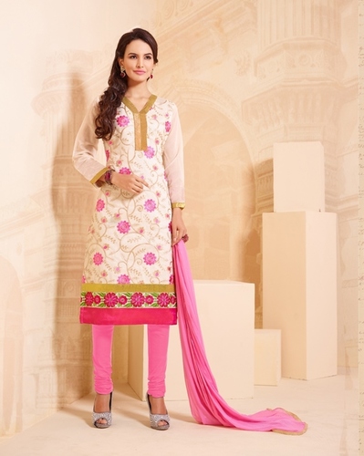 Cotton White Embroidered Salwar Suit
