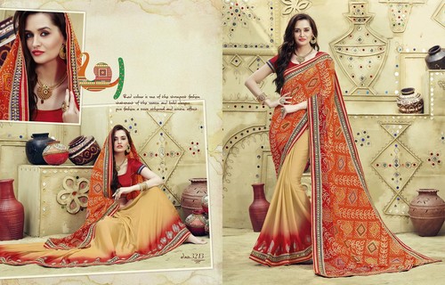 Bandhani Lehariya Saree