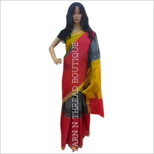 Designer Bengal Tant Sarees - 100% Cotton/Cotton Silk, 5.5 Meters Length, Red Color | Unique Patterns, Elegant Design, Durable Material, Easy to Wash, Long Lasting Shine