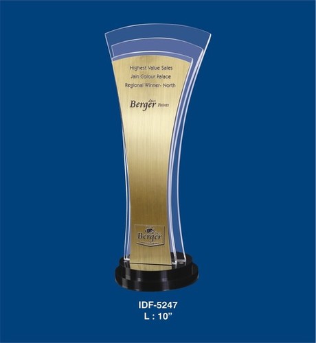 ACRYLIC AWARDS - Acrylic & Metal, 6" x 10", Clear with Black Base | Customizable, Durable Material, Elegant Design, Prestigious, Professional