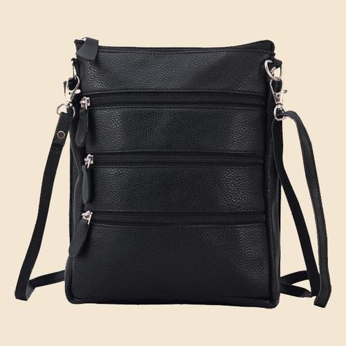 LEATHER DOCUMENT BAGS - Genuine Leather, 10x7x2 Inches, Black | Multiple Zippered Compartments, Adjustable Shoulder Strap, Stylish Design