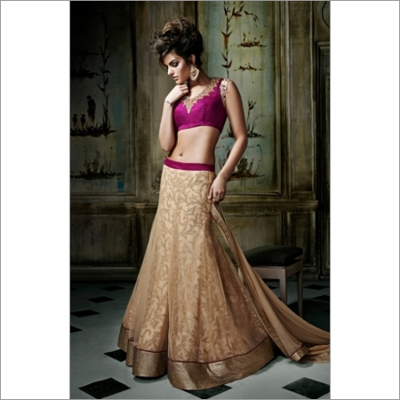 Dupion Strip Border Lehenga