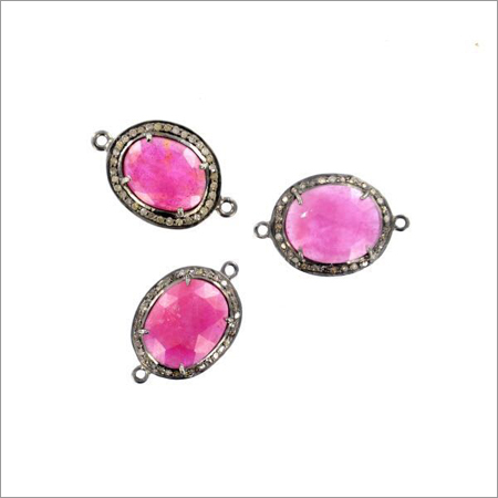 Glass Filled Ruby With Diamond Connectors