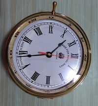 Marine Clock - Brass & Glass | Compact Size, Gold & White Color, Roman Numerals, Lightweight, Water Resistant, Unisex Analog Display