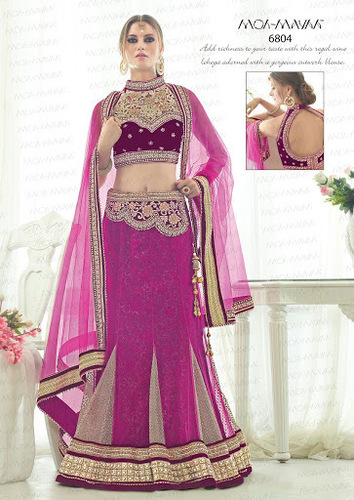 Dark Magenta Net Lehenga Choli